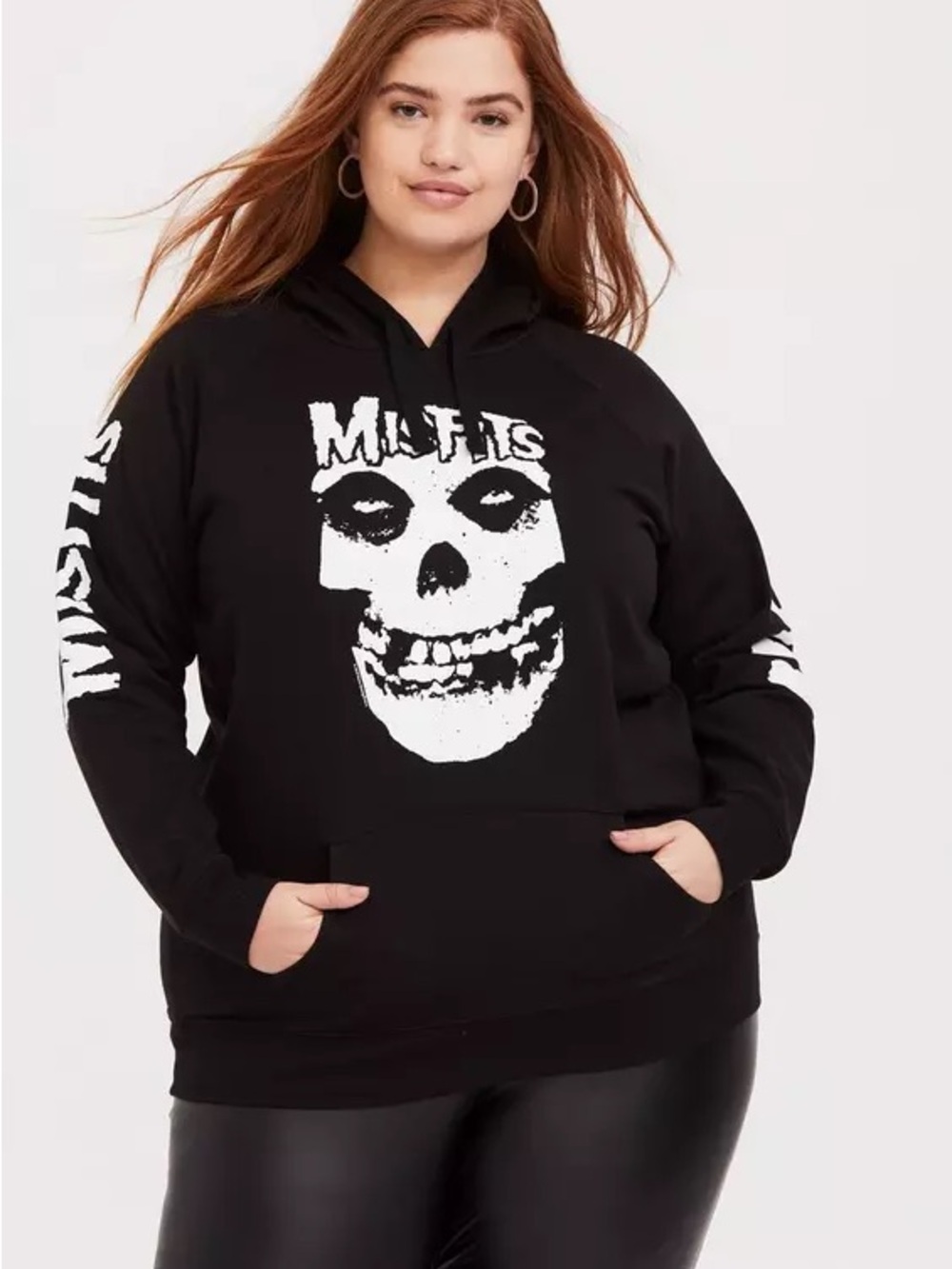 Torrid Misfits Black Pullover Hoodie with Kangaroo Pocket, Size 2